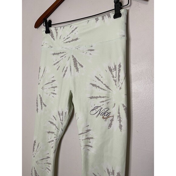 Women's Nike Dri-FIT  Mid-Rise Tie-Dye Leggings Womens medium Green Gray Active - Picture 4 of 7